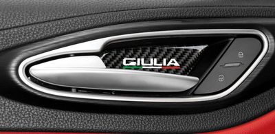 4 ENJOLIVEURS DE POIGNEES DE PORTES INTERIEURES (AVANT+ARRIERE) ALFA ROMEO GIULIA (2017/2024)