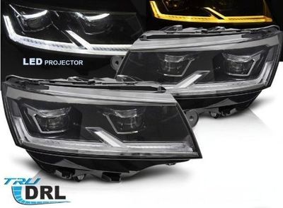 PHARES A LEDS FULL LEDS TUBE LIGHT "REAL DRL" VW BUS T6-1 avec vrais feux de jour et clignotants à leds avec fonction DTS-Dynamic Turn Signal- (05-2019+)
