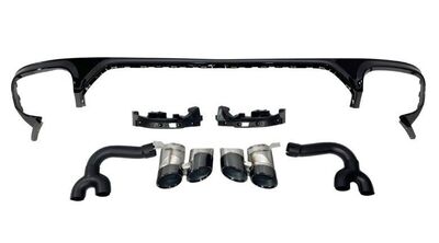 DIFFUSEUR DE PARE CHOC ARRIERE AUDI Q8 4M S LINE + EMBOUTS D'ECHAPPEMENT LOOK RSQ8 (2018+)