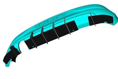DIFFUSEUR ARRIERE (RAJOUT CENTRAL EN 3 PARTIES) RENAULT CLIO V STANDARD PHASE 1 "DTM LOOK" (2019/03-2023)