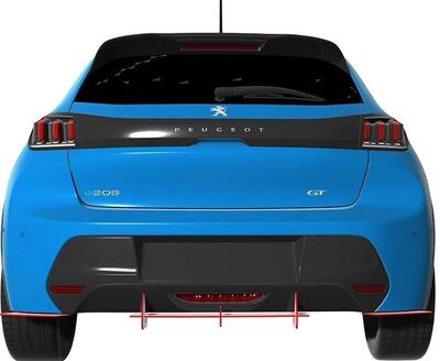 DIFFUSEUR DE PARE CHOC ARRIERE (RAJOUT CENTRAL + SPLITTERS LATERAUX) PEUGEOT 208 II GT LINE PHASE 1 CNC "DTM LOOK" (2019/2024)