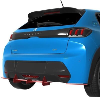 DIFFUSEUR DE PARE CHOC ARRIERE (RAJOUT CENTRAL + SPLITTERS LATERAUX) PEUGEOT 208 II GT LINE PHASE 1 CNC "DTM LOOK" (2019/2024)