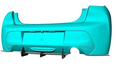 DIFFUSEUR DE PARE CHOC ARRIERE (RAJOUT CENTRAL + SPLITTERS LATERAUX) PEUGEOT 208 II GT LINE PHASE 1 CNC "DTM LOOK" (2019/2024)