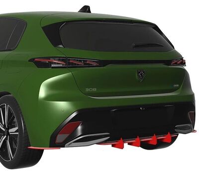DIFFUSEUR DE PARE CHOC ARRIERE (RAJOUT CENTRAL + SPLITTERS LATERAUX) PEUGEOT 308 III STANDARD/ALLURE PHASE 1 CNC "DTM LOOK" (2021/2024)