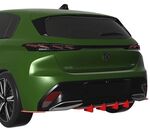 DIFFUSEUR DE PARE CHOC ARRIERE (RAJOUT CENTRAL + SPLITTERS LATERAUX) PEUGEOT 308 III STANDARD/ALLURE PHASE 1 CNC "DTM LOOK" (2021/2024)