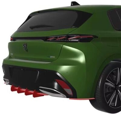 DIFFUSEUR DE PARE CHOC ARRIERE (RAJOUT CENTRAL + SPLITTERS LATERAUX) PEUGEOT 308 III STANDARD/ALLURE PHASE 1 CNC "DTM LOOK" (2021/2024)