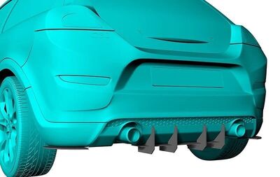 DIFFUSEUR DE PARE CHOC ARRIERE (RAJOUT CENTRAL + SPLITTERS LATERAUX) VOLVO C30 PHASE 2 CNC "DTM LOOK" (2010/2013)
