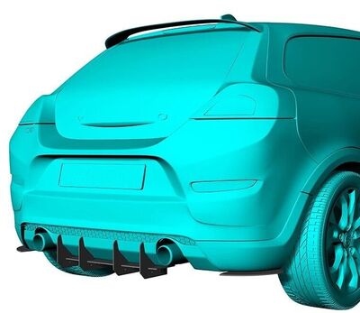 DIFFUSEUR DE PARE CHOC ARRIERE (RAJOUT CENTRAL + SPLITTERS LATERAUX) VOLVO C30 PHASE 2 CNC "DTM LOOK" (2010/2013)