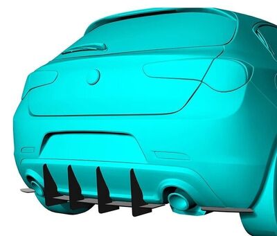 DIFFUSEUR ARRIERE (RAJOUT CENTRAL ET RAJOUTS LATERAUX) ALFA ROMEO GIULIETTA CNC "DTM LOOK" (2010/2020)
