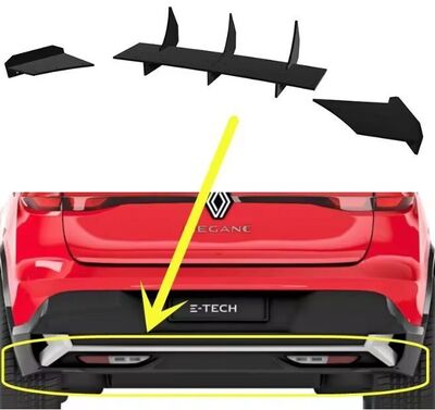 DIFFUSEUR DE PARE CHOC ARRIÈRE (RAJOUT CENTRAL ET SPLITTERS LATERAUX) RENAULT MEGANE V E-TECH PHASE 1 CNC "DTM LOOK" (2022+)