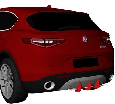 DIFFUSEUR ARRIERE (RAJOUT CENTRAL) ALFA ROMEO STELVIO CNC "DTM LOOK" (2017/2022)
