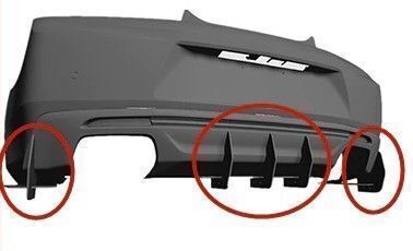 DIFFUSEUR DE PARE CHOC ARRIERE (RAJOUT CENTRAL) + SPLITTERS LATERAUX CHEVROLET CAMARO VI 2SS COUPE (2016+)
