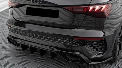 BAGUETTES DE FINITION DE PARE CHOC ARRIERE LOOK RS3 POUR AUDI A3 8Y SPORTBACK S LINE OU S3 PHASE 1 (2020/2024)