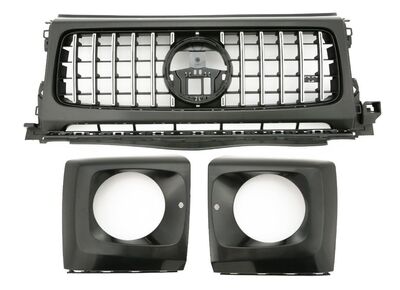 CALANDRE ET ENTOURAGES D'OPTIQUES AVANT MERCEDES CLASSE G W465 LOOK PANAMERICANA GTR (04-2024+)