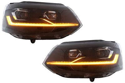 PHARES A LEDS FULL LEDS  "REAL DRL" BLACK EDITION VW BUS T5 FACELIFT VERSION 4 (avec feux de jour et clignotants DTS-Dynamic Turn Signal) (2010/2015)