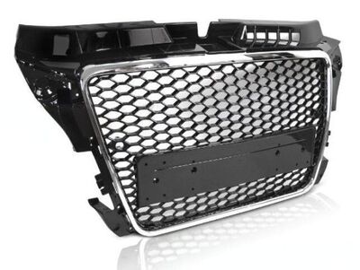 CALANDRE TYPE RS AVEC CONTOUR CHROME POUR AUDI A3 TYPE 8P PHASE 2 FACELIFT V3 (06-2008/2012)