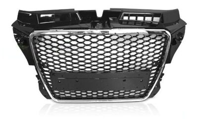 CALANDRE TYPE RS AVEC CONTOUR CHROME POUR AUDI A3 TYPE 8P PHASE 2 FACELIFT V3 (06-2008/2012)