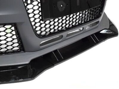 PARE CHOC AVANT COMPLET + LAME INFERIEURE 3 PARTIES EN ABS NOIRE AUDI A4 B8/8K2 FACELIFT LOOK RS4 VERSION 2 (2012/2015)