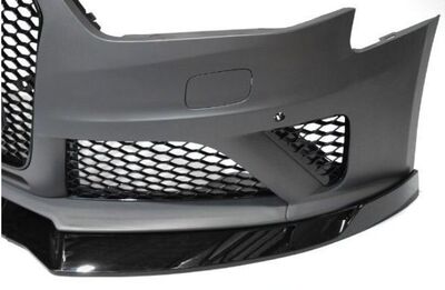 PARE CHOC AVANT COMPLET + LAME INFERIEURE 3 PARTIES EN ABS NOIRE AUDI A4 B8/8K2 FACELIFT LOOK RS4 VERSION 2 (2012/2015)