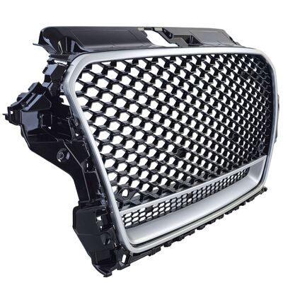 CALANDRE SANS SIGLE TYPE RS3 FRAME PIANO BLACK OU FRAME SILVER/CHROME AUDI A3 TYPE 8V PHASE 1 (2012/04-2016)