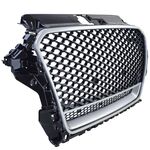 CALANDRE SANS SIGLE TYPE RS3 FRAME PIANO BLACK OU FRAME SILVER/CHROME AUDI A3 TYPE 8V PHASE 1 (2012/04-2016)