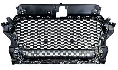 CALANDRE SANS SIGLE TYPE RS3 FRAME PIANO BLACK OU FRAME SILVER/CHROME AUDI A3 TYPE 8V PHASE 1 (2012/04-2016)