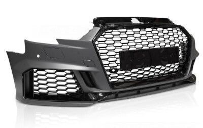 PARE CHOC AVANT AUDI A3 8V 3 OU 5 PORTES PHASE 2 LOOK RS3 "black edition" (05-2016/2020)