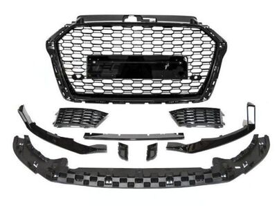 PARE CHOC AVANT AUDI A3 8V 3 OU 5 PORTES PHASE 2 LOOK RS3 "black edition" (05-2016/2020)