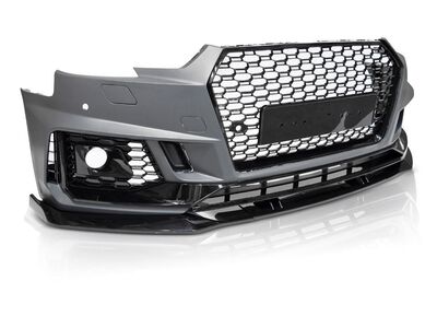 PARE CHOC AVANT AUDI A4 B9 8W STANDARD PHASE 1 LOOK RS4 BLACK EDITION (SANS OU AVEC ACC) POUR USAGE DES ANTIBROUILLARDS (2015/04-2019)