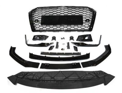 PARE CHOC AVANT AUDI A4 B9 8W STANDARD PHASE 1 LOOK RS4 BLACK EDITION (SANS OU AVEC ACC) POUR USAGE DES ANTIBROUILLARDS (2015/04-2019)