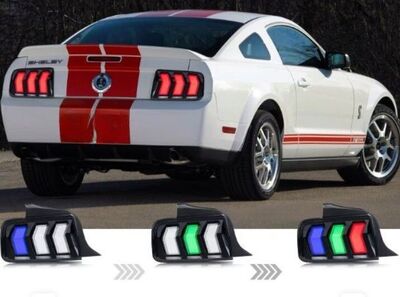 FEUX A LEDS FORD MUSTANG V PHASE 1 AVEC CLIGNOTANTS DTS -DYNAMIC TURN SIGNAL - ET FONCTION RGB ANIMATION DYNAMIQUE (2005/2009)