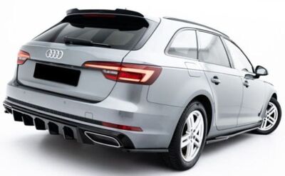 DIFFUSEUR DE PARE CHOC ARRIERE AUDI A4 B9 PHASE 1 STANDARD OU S LINE AVEC EMBOUTS TRAPEZOIDAUX  "DTM LOOK" V3 (2016/04-2019)