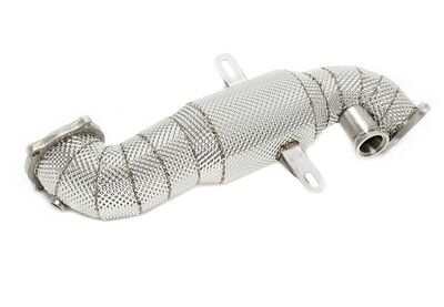 TUBE DE DESCENTE "DOWNPIPE" EN INOX avec bouclier thermique et catalyseur POUR ALFA ROMEO GIULIA 2.0L TURBO / ALFA ROMEO STELVIO 2.0L TURBO Q4 (2017+)