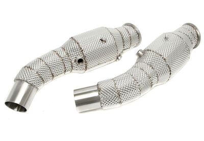 TUBE DE DESCENTE "DOWNPIPE" EN INOX avec bouclier thermique et catalyseur POUR ALFA ROMEO GIULIA 2.9L TURBO / ALFA ROMEO STELVIO 2.9L TURBO Q4 (2017+)