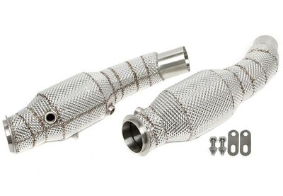 TUBE DE DESCENTE "DOWNPIPE" EN INOX avec bouclier thermique et catalyseur POUR ALFA ROMEO GIULIA 2.9L TURBO / ALFA ROMEO STELVIO 2.9L TURBO Q4 (2017+)