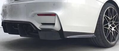 DIFFUSEUR ARRIERE + SPLITTERS LATERAUX EN CARBONE BMW M3 F80 OU M4 F82 "MAXI EVO PSM STYLE" (2014/2019)