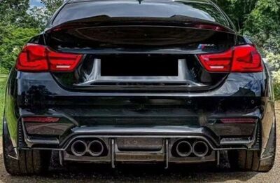 DIFFUSEUR ARRIERE + SPLITTERS LATERAUX EN CARBONE BMW M3 F80 OU M4 F82 "MAXI EVO PSM STYLE" (2014/2019)