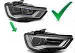 PHARES A LEDS TUBE LIGHT "REAL DRL" BLACKLINE AUDI A3 8V PHASE 1 -avec vrais feux de jour- POUR CONVERSION DES PHARES HALOGENES D'ORIGINE AU XENON (2012/04-2016)