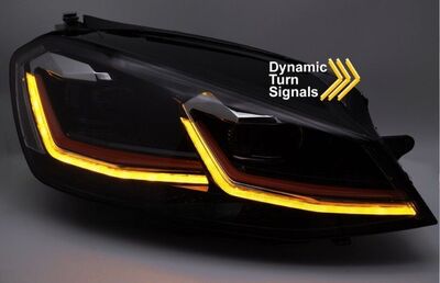 PHARES A LEDS FULL LEDS  "REAL DRL" VW GOLF VII PHASE 1  (avec vrais feux de jour et clignotants DTS -Dynamic turn system-) REDLINE OU SILVER LINE (2012/02-2017)