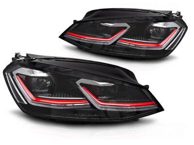PHARES A LEDS FULL LEDS  "REAL DRL" VW GOLF VII PHASE 1  (avec vrais feux de jour et clignotants DTS -Dynamic turn system-) REDLINE OU SILVER LINE (2012/02-2017)