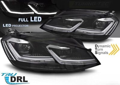 PHARES A LEDS FULL LEDS  "REAL DRL" VW GOLF VII PHASE 1  (avec vrais feux de jour et clignotants DTS -Dynamic turn system-) REDLINE OU SILVER LINE (2012/02-2017)
