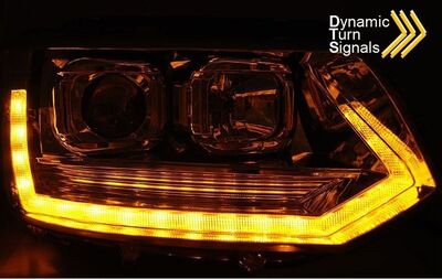 PHARES A LEDS TUBE LIGHT "REAL DRL" FULL LEDS  VW BUS T5 FACELIFT VERSION 4 (avec feux de jour et clignotants DTS-Dynamic Turn Signal) (2010/2015)