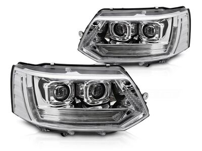 PHARES A LEDS TUBE LIGHT "REAL DRL" FULL LEDS  VW BUS T5 FACELIFT VERSION 4 (avec feux de jour et clignotants DTS-Dynamic Turn Signal) (2010/2015)