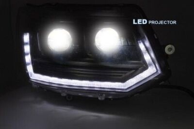 PHARES A LEDS TUBE LIGHT "REAL DRL" FULL LEDS  VW BUS T5 FACELIFT VERSION 4 (avec feux de jour et clignotants DTS-Dynamic Turn Signal) (2010/2015)