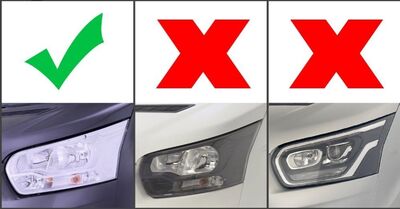 PAUPIERES DE PHARES FORD TRANSIT EN HALOGENE (2014+)