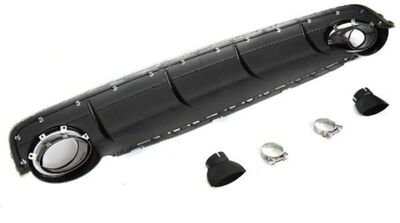 DIFFUSEUR DE PARE CHOC ARRIERE EN ABS PIANO BLACK AVEC EMBOUTS D'ECHAPPEMENTS OVALESLOOK RSQ7 POUR  AUDI Q7 4M STANDARD OU S LINE PHASE 1 (2015/04-2019)