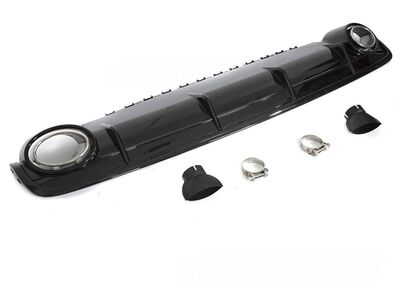 DIFFUSEUR DE PARE CHOC ARRIERE EN ABS PIANO BLACK AVEC EMBOUTS D'ECHAPPEMENTS OVALESLOOK RSQ7 POUR  AUDI Q7 4M STANDARD OU S LINE PHASE 1 (2015/04-2019)