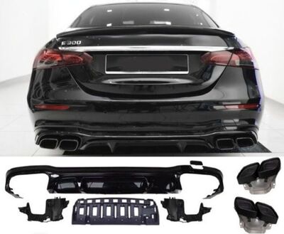 DIFFUSEUR ARRIERE MERCEDES CLASSE E W213 BERLINE " AMG "PHASE 2 + EMBOUTS LOOK E63 AMG (07-2020/2023)