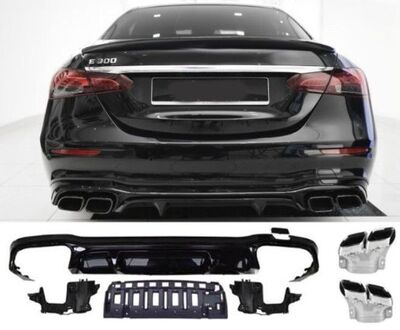 DIFFUSEUR ARRIERE MERCEDES CLASSE E W213 BERLINE " AMG "PHASE 2 + EMBOUTS LOOK E63 AMG (07-2020/2023)