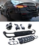 DIFFUSEUR ARRIERE MERCEDES CLASSE E W213 BERLINE AMG PHASE 2 LOOK E53 AMG +EMBOUTS (07-2020/2023)